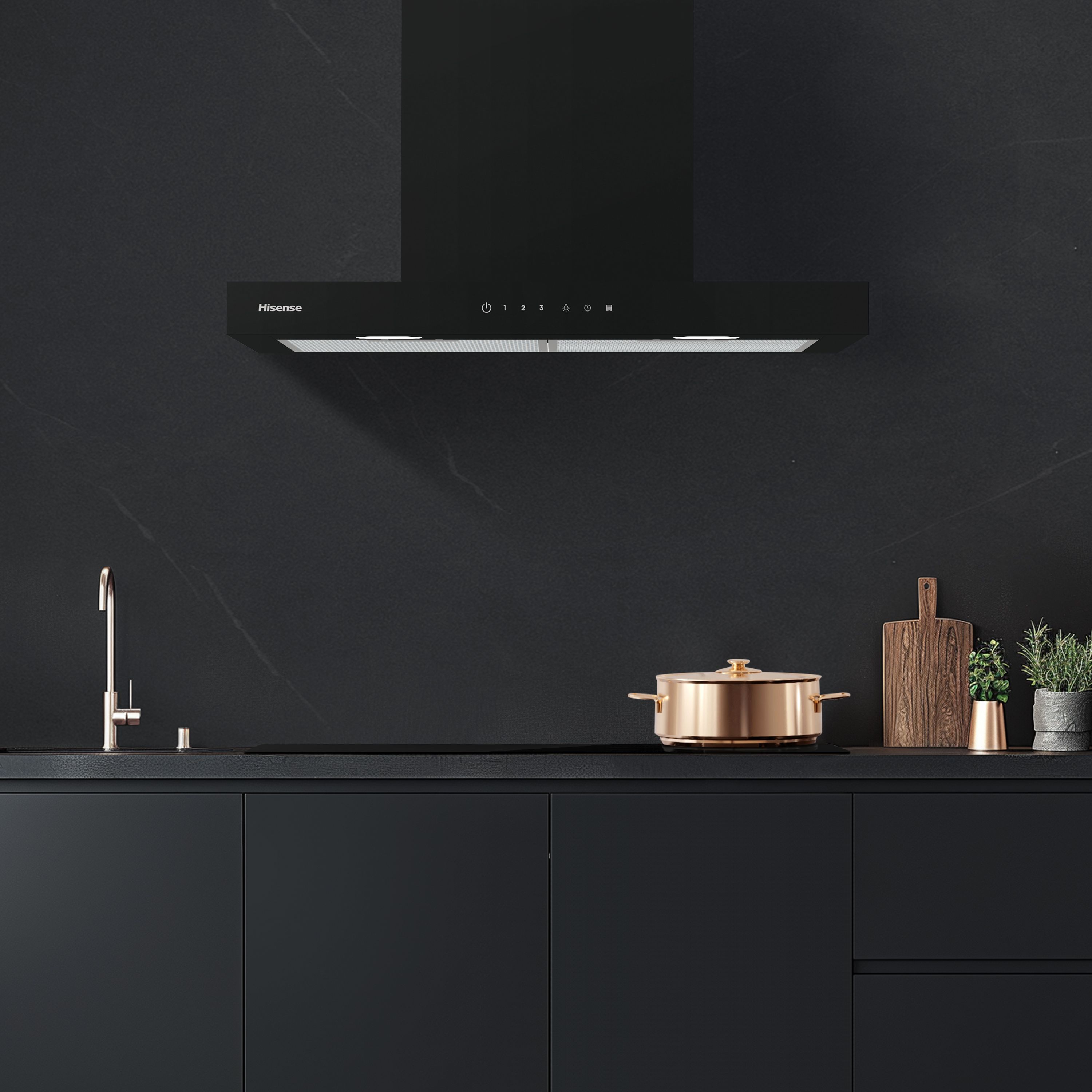 Hisense CH6T14BBUK Steel Chimney Cooker hood (W)60cm - Black