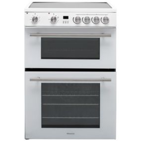 Hisense HDE3211BWUK_WH 60cm Double Electric fan Cooker with Ceramic Hob - White