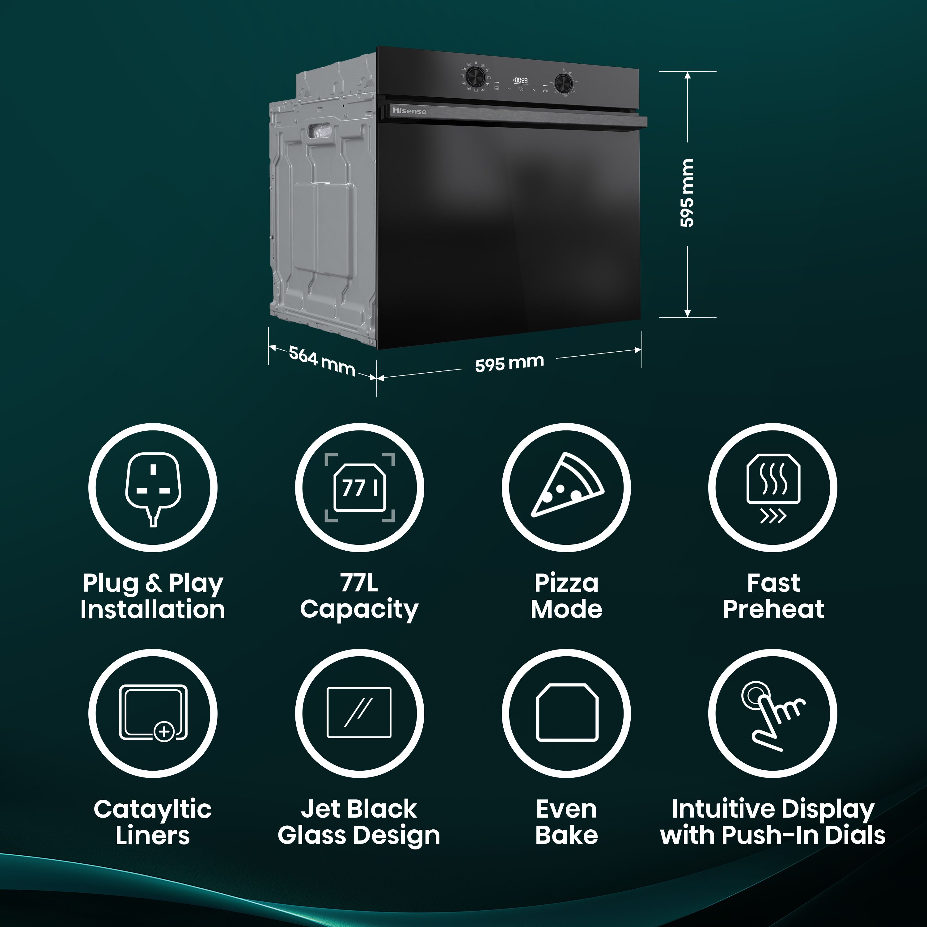 Hisense Hi2 BI624CBPGUK Built-in Single Fan Electric Oven - Black