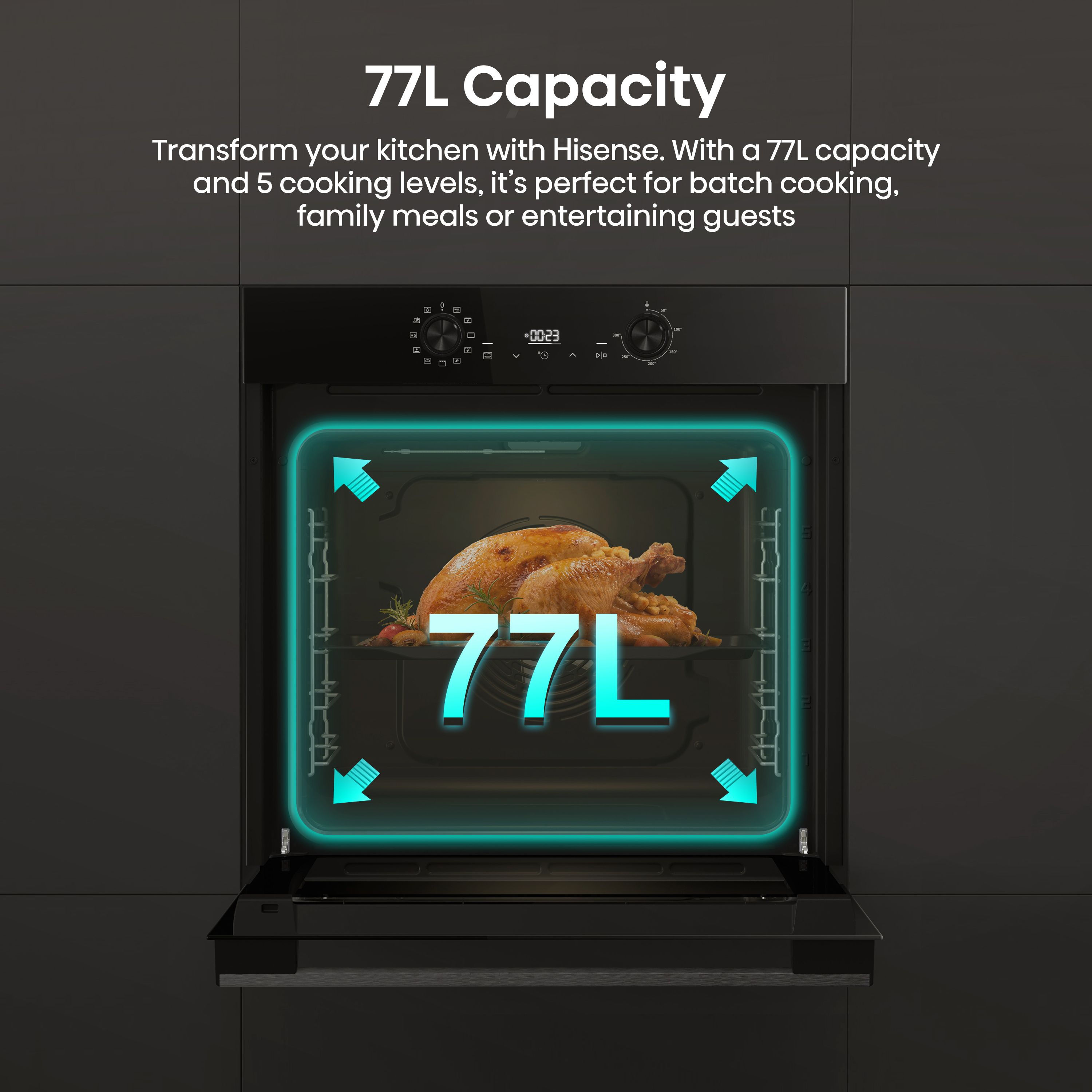Hisense Hi2 BI624CBPGUK Built-in Single Fan Electric Oven - Black