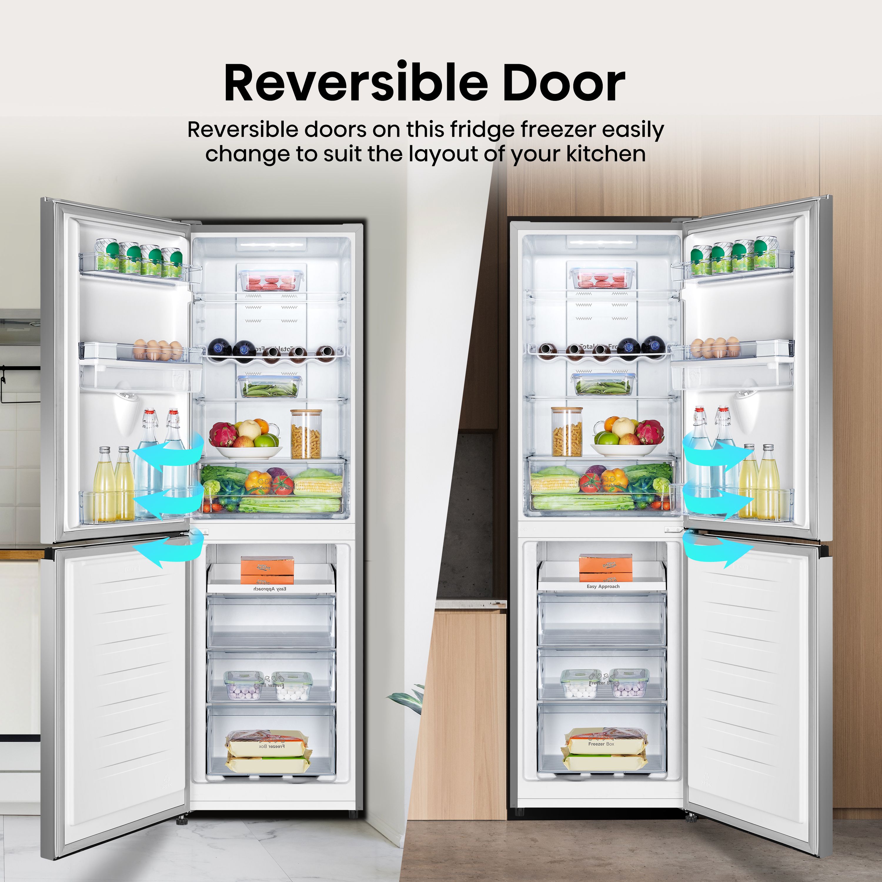 Hisense RB327N4AWD 50:50 Classic Freestanding Frost free Fridge freezer - Gloss silver effect