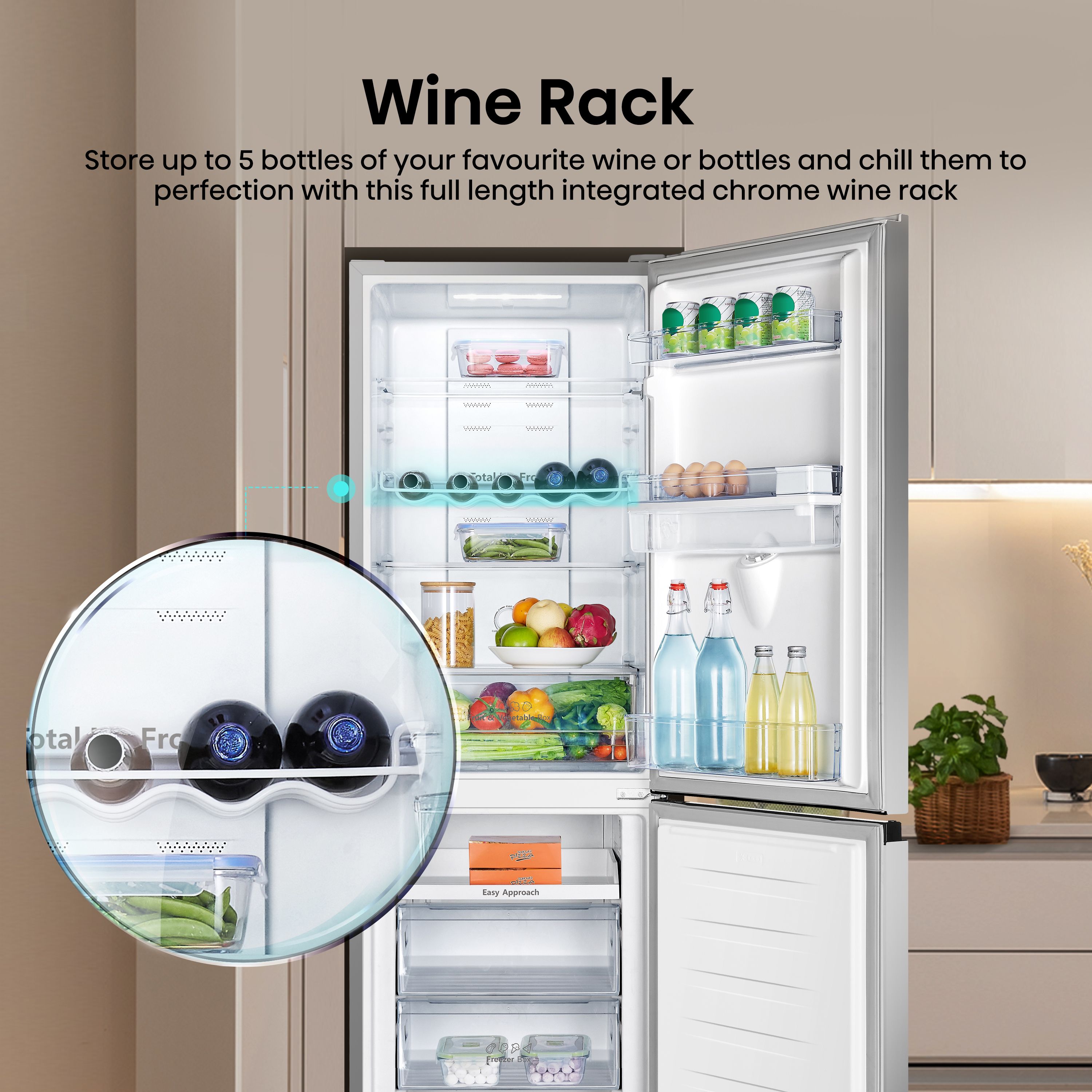 Hisense RB327N4AWD 50:50 Classic Freestanding Frost free Fridge freezer - Gloss silver effect