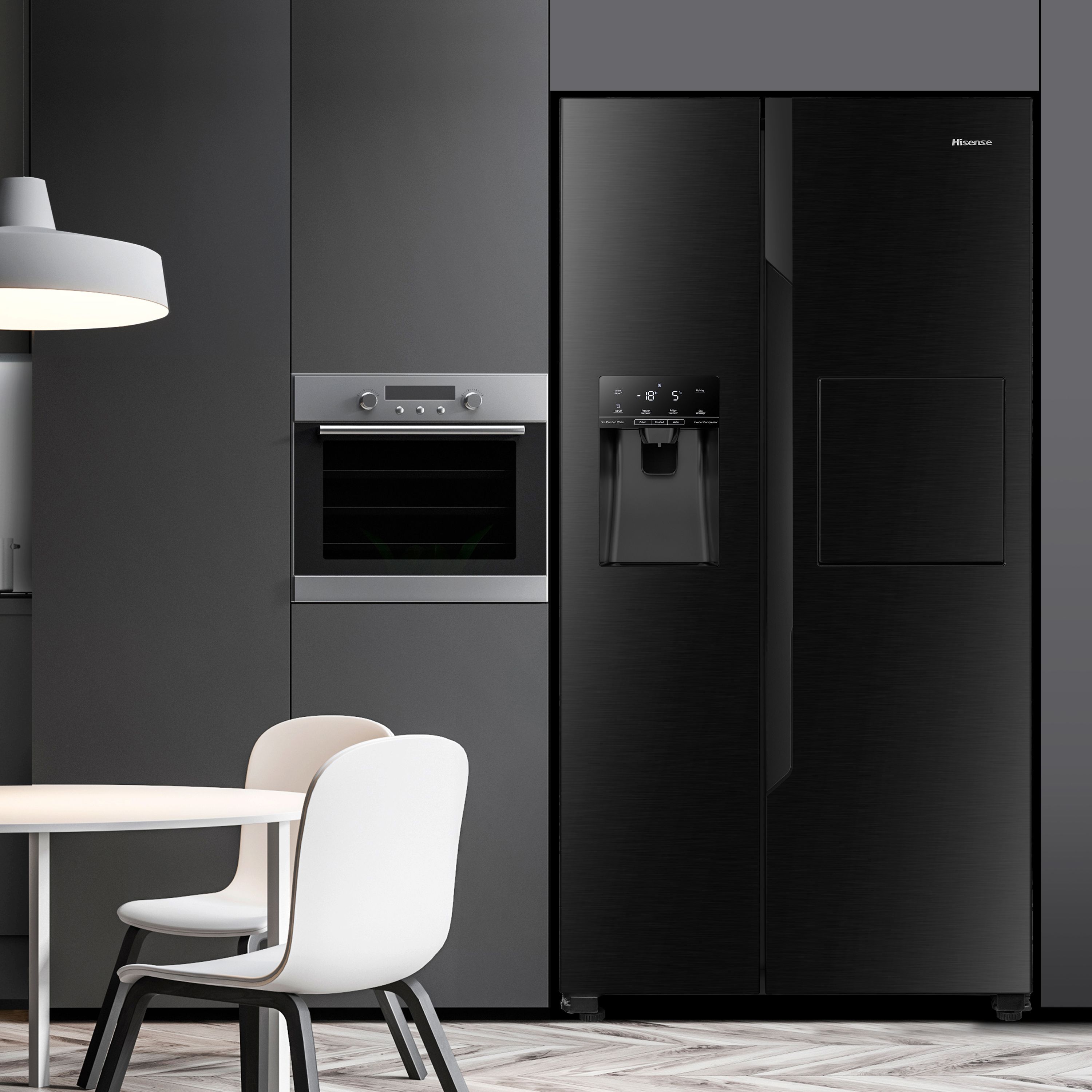 Hisense RS694N4BBF American style Freestanding Frost free Fridge freezer - Black