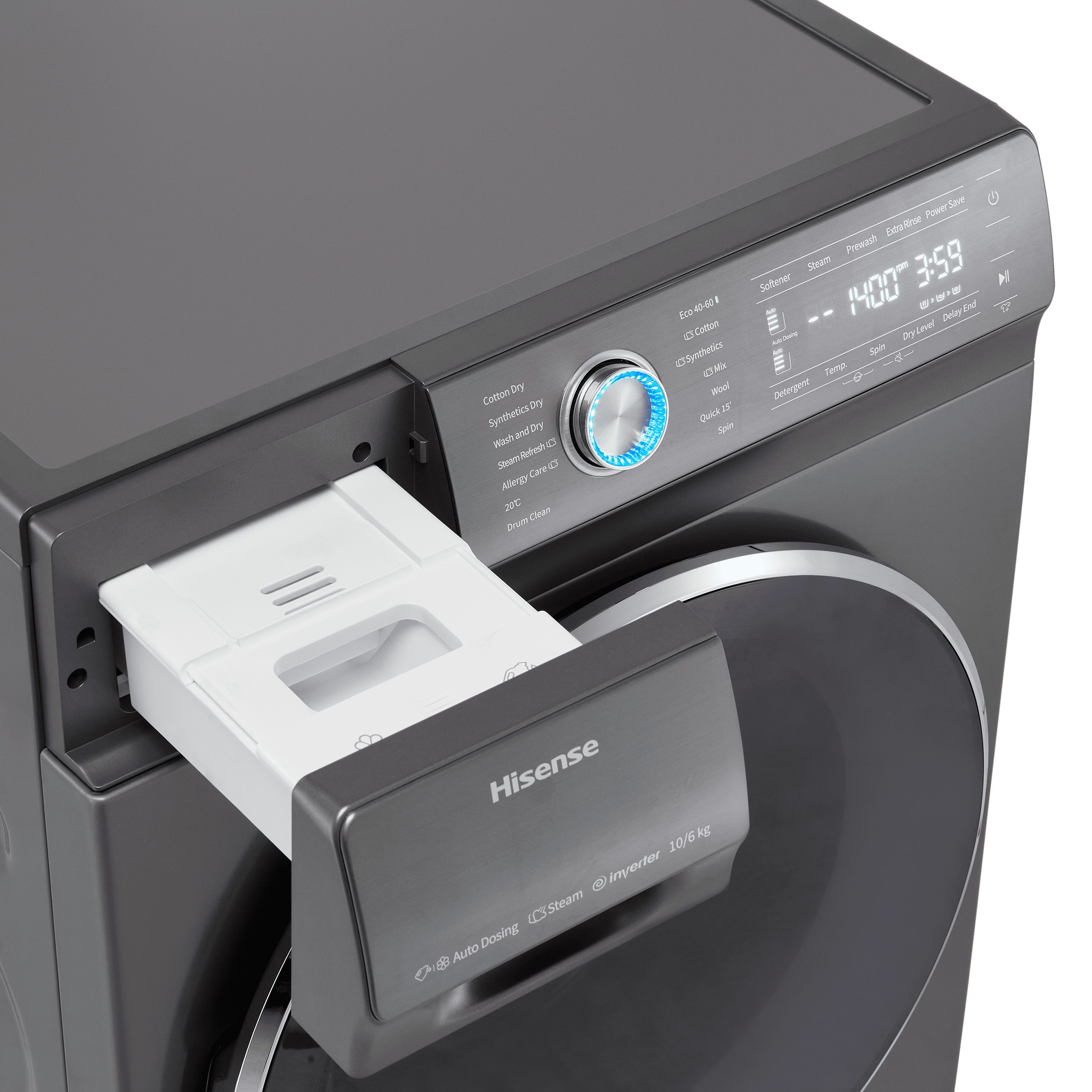 Hisense WDQR1014EVAJMT 10kg/6kg Freestanding Condenser Washer dryer -  Titanium grey