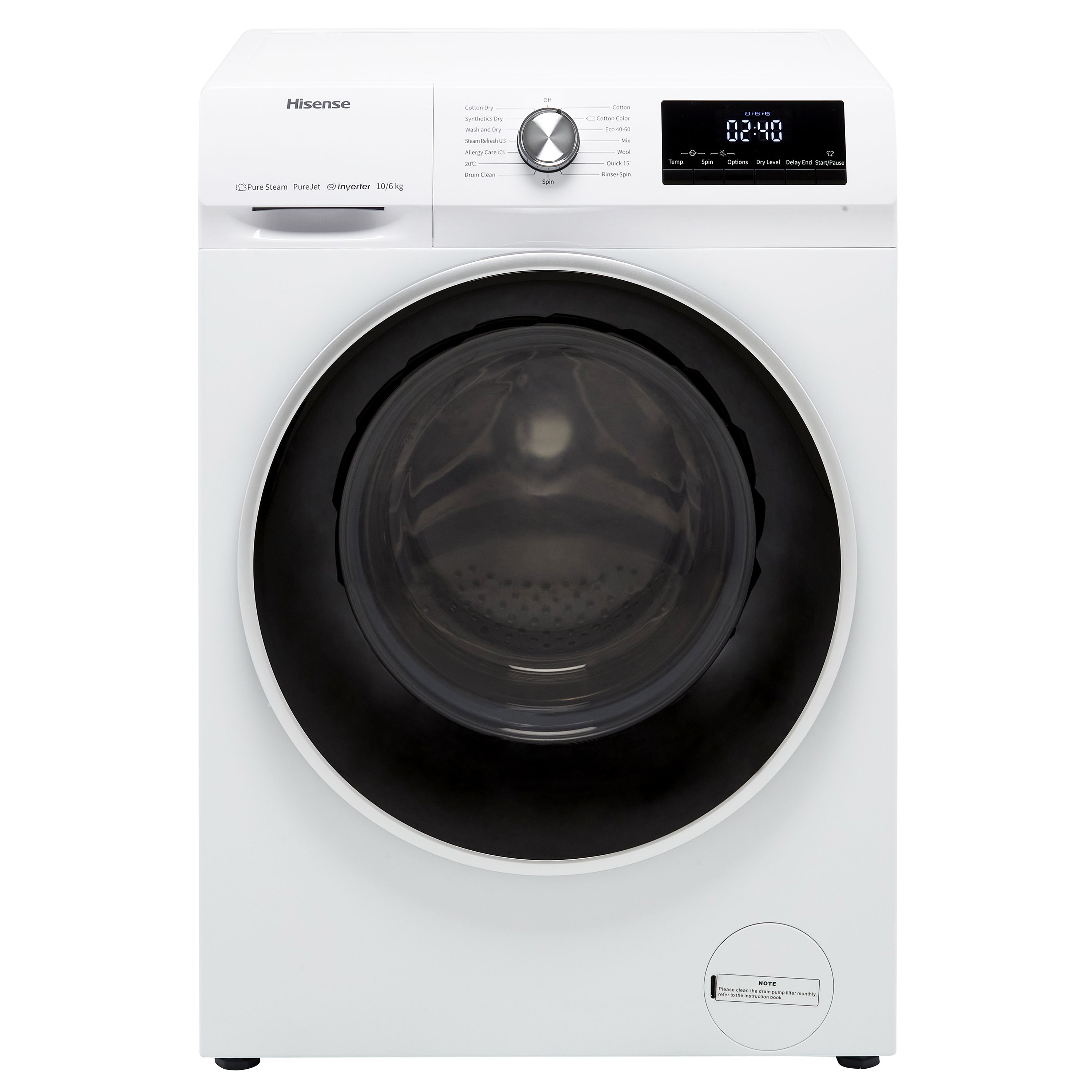 Hisense WDQY1014EVJM 10kg/6kg Freestanding Condenser Washer dryer