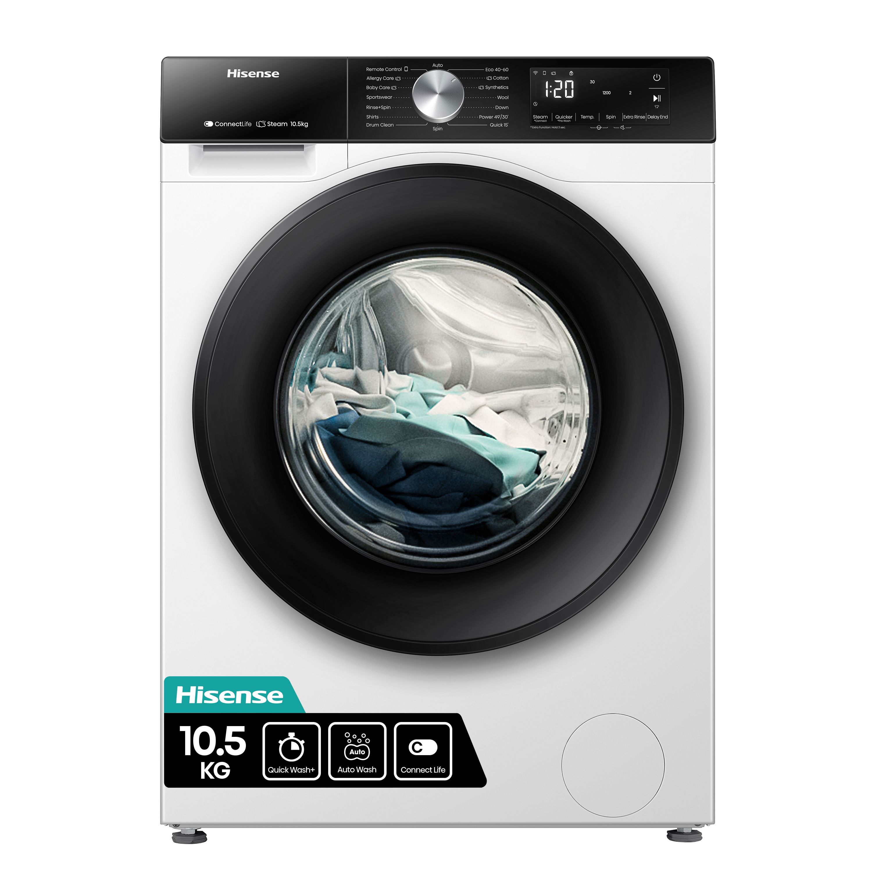 Hisense WF3S1043BW3 10kg Freestanding 1400rpm Washing machine - White