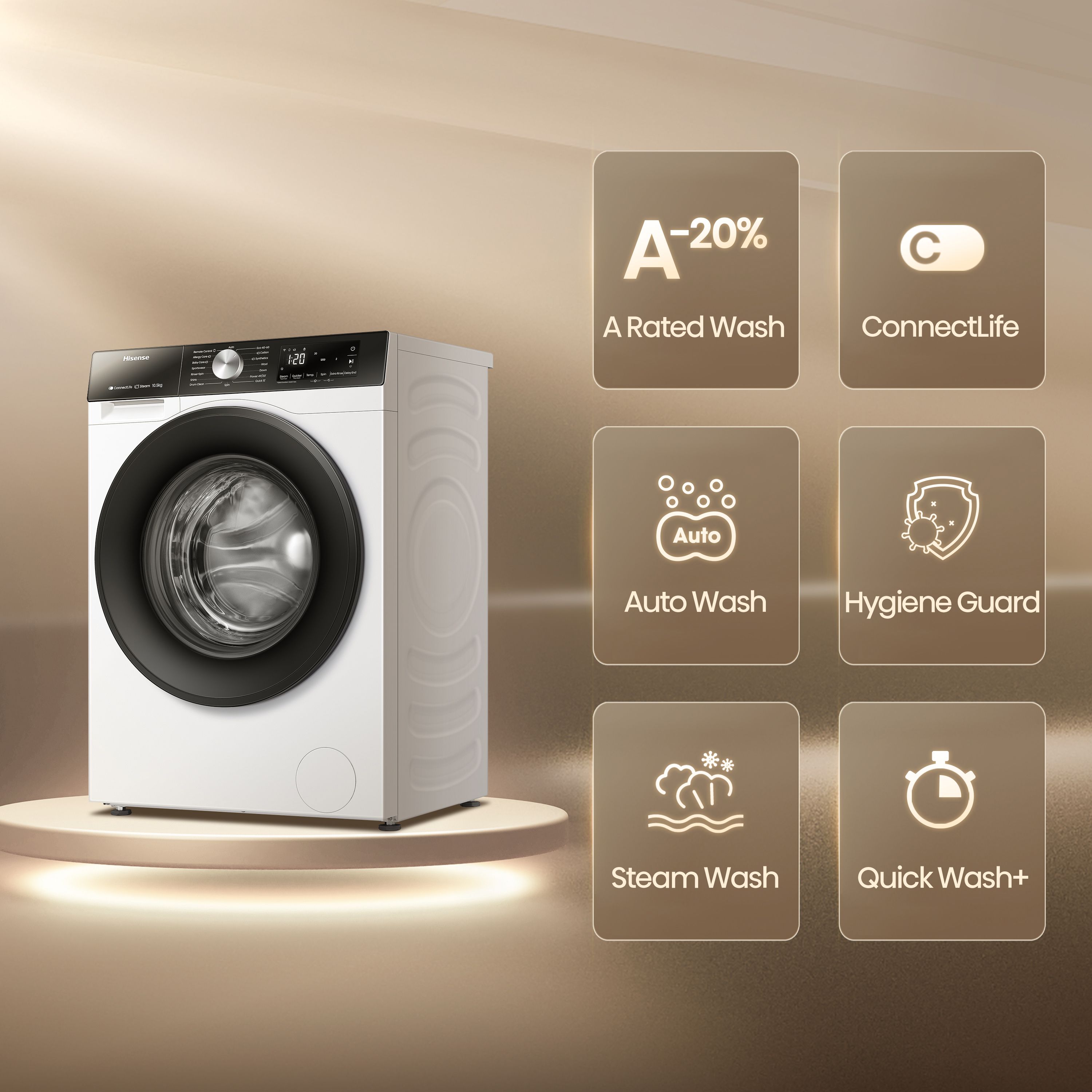 Hisense WF3S1043BW3 10kg Freestanding 1400rpm Washing machine - White