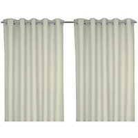 Hiva Beige Solid dyed Lined Eyelet Curtain (W)167cm (L)183cm, Pair