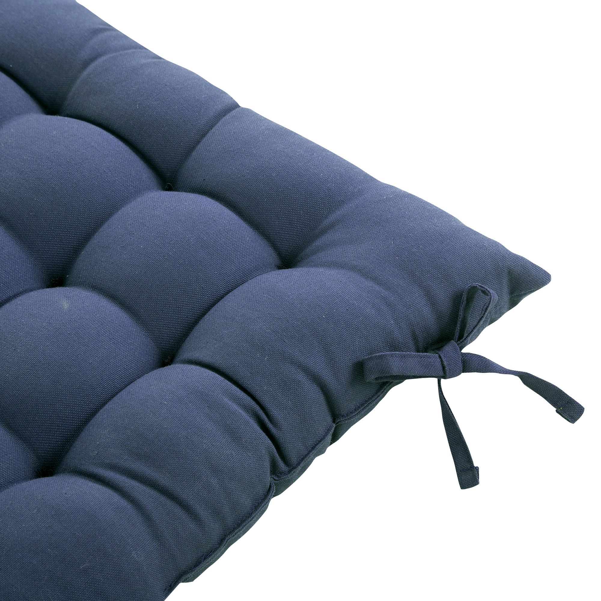Hiva Blue Plain Square Seat pad (L)45cm x (W)45cm