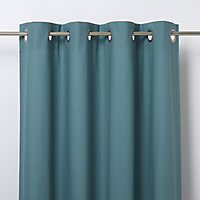 Hiva Blue Plain Unlined Eyelet Curtain (W)167cm (L)228cm, Single