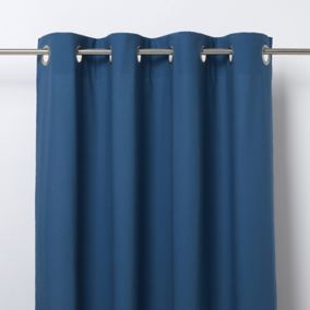 Hiva Dark blue Plain Unlined Eyelet Curtain (W)167cm (L)228cm, Single