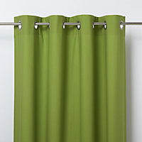 Hiva Green Plain Unlined Eyelet Curtain (W)167cm (L)183cm, Single