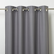Hiva Grey Plain Unlined Eyelet Curtain (W)140cm (L)260cm, Single