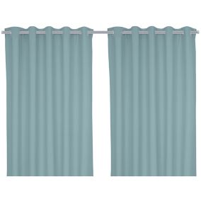 Hiva Light blue Solid dyed Lined Eyelet Curtain (W)228cm (L)228cm, Pair