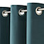 Hiva Pine green Plain Eyelet Curtain (W)140cm (L)260cm, Single