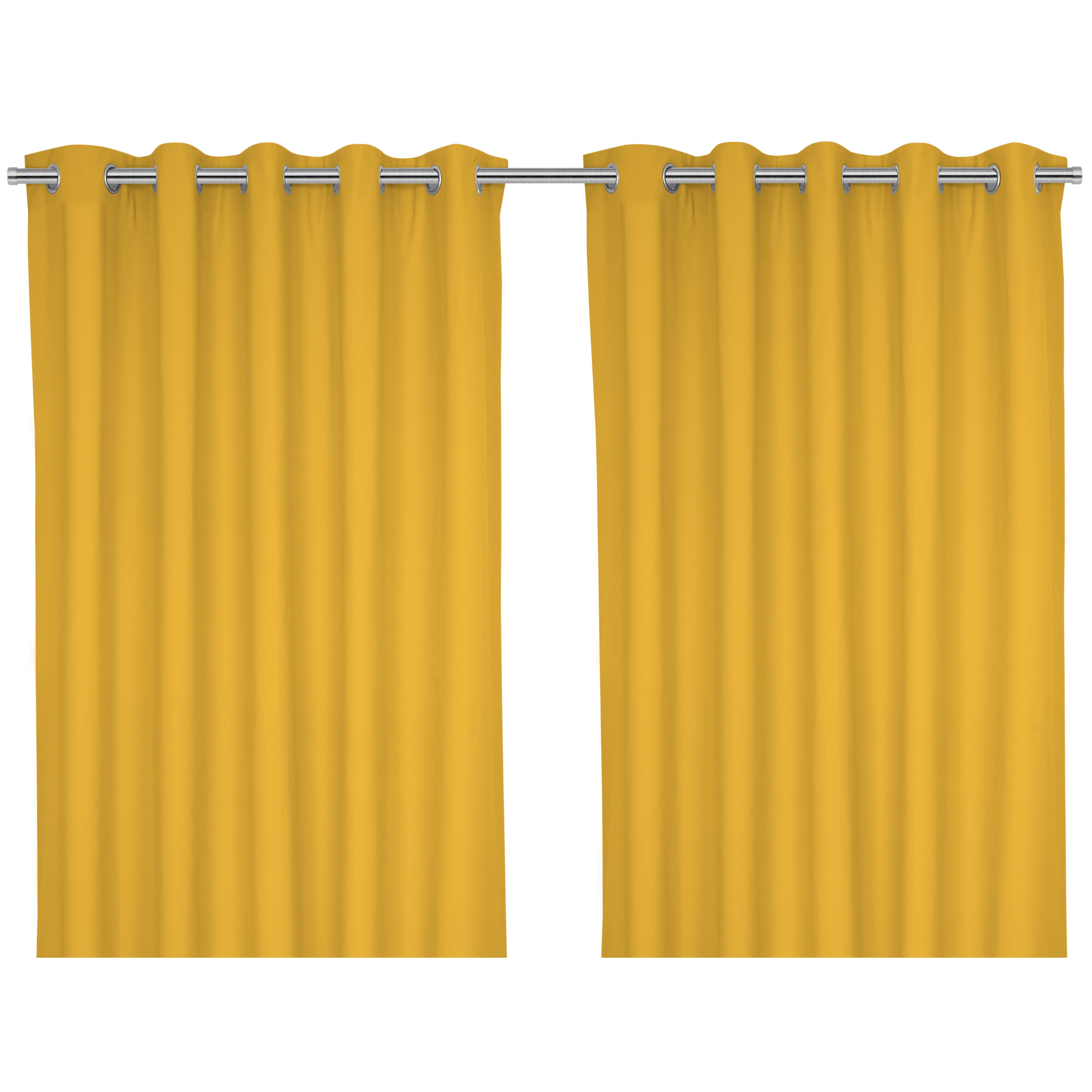 Hiva Yellow Solid dyed Lined Eyelet Curtain (W)167cm (L)183cm, Pair
