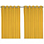Hiva Yellow Solid dyed Lined Eyelet Curtain (W)228cm (L)228cm, Pair