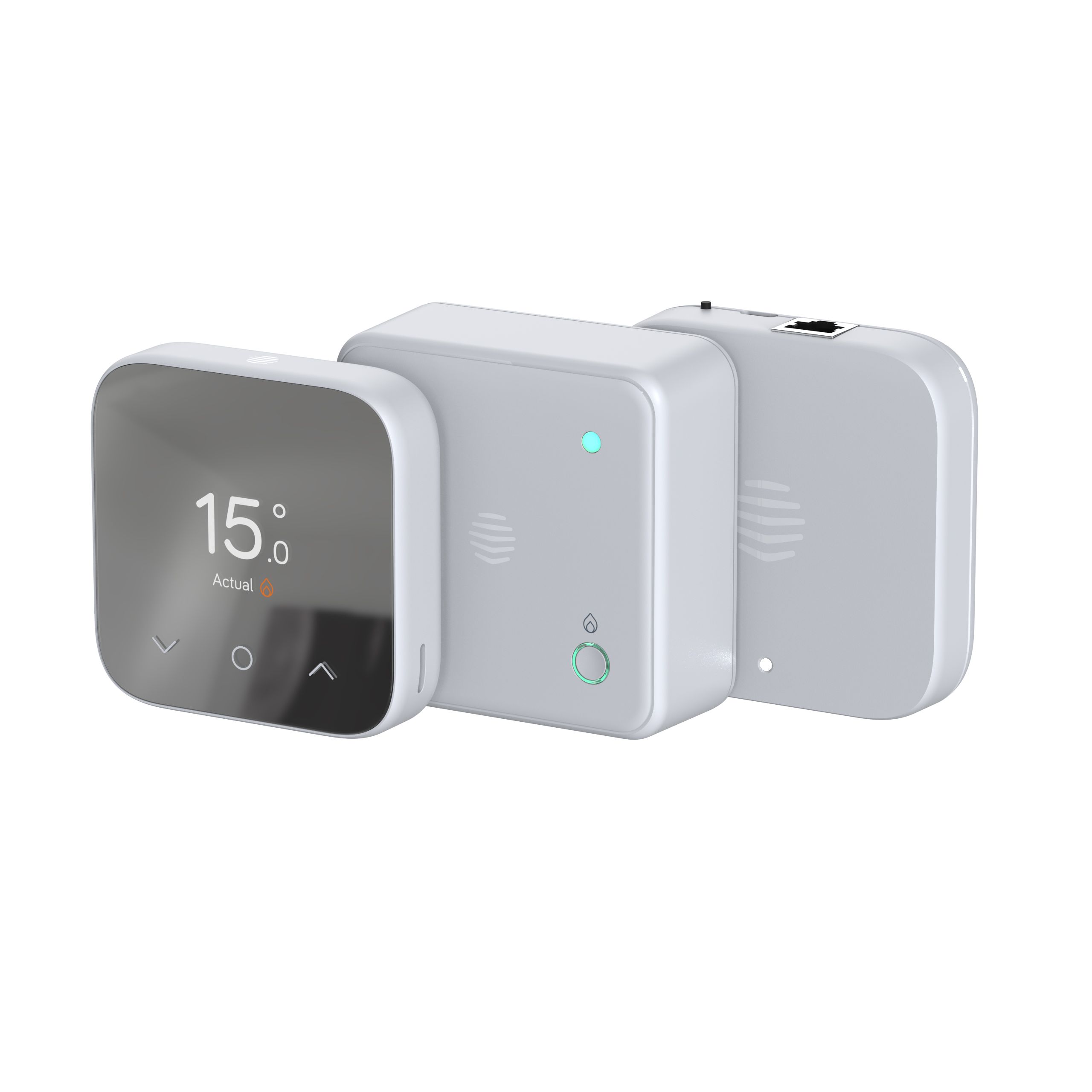 Hive V4 Mini Nano 3 Opentherm 852110 Smart Combi boilers Thermostat, White Silver effect