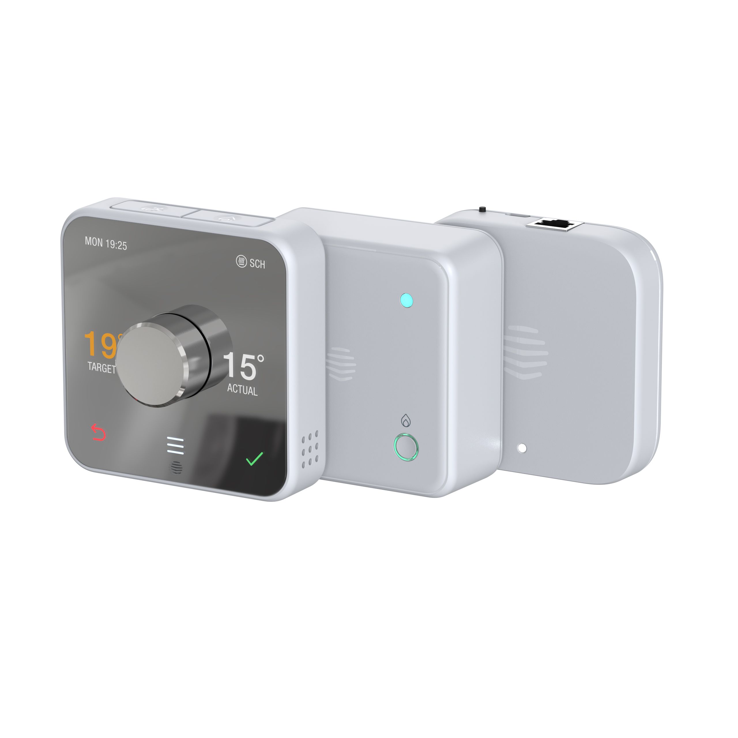 Hive V4 Nano 3 Opentherm 852108 Smart Combi boilers Thermostat, White Silver effect