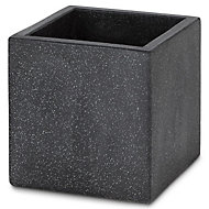 Hoa Dark grey Concrete effect Fibreclay Square Plant pot (Dia)30cm