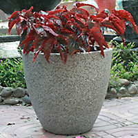 Hoa Light grey Terrazzo effect Fibreclay Circular Plant pot (Dia)41cm
