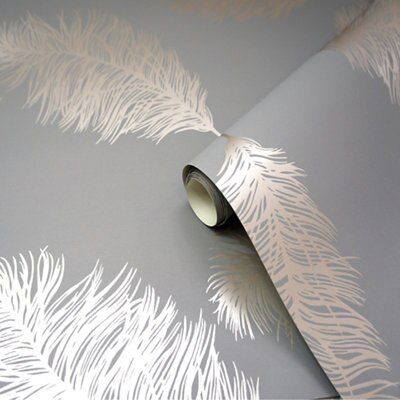Holden Décor Alina plume Metallic effect Smooth Wallpaper | DIY at B&Q