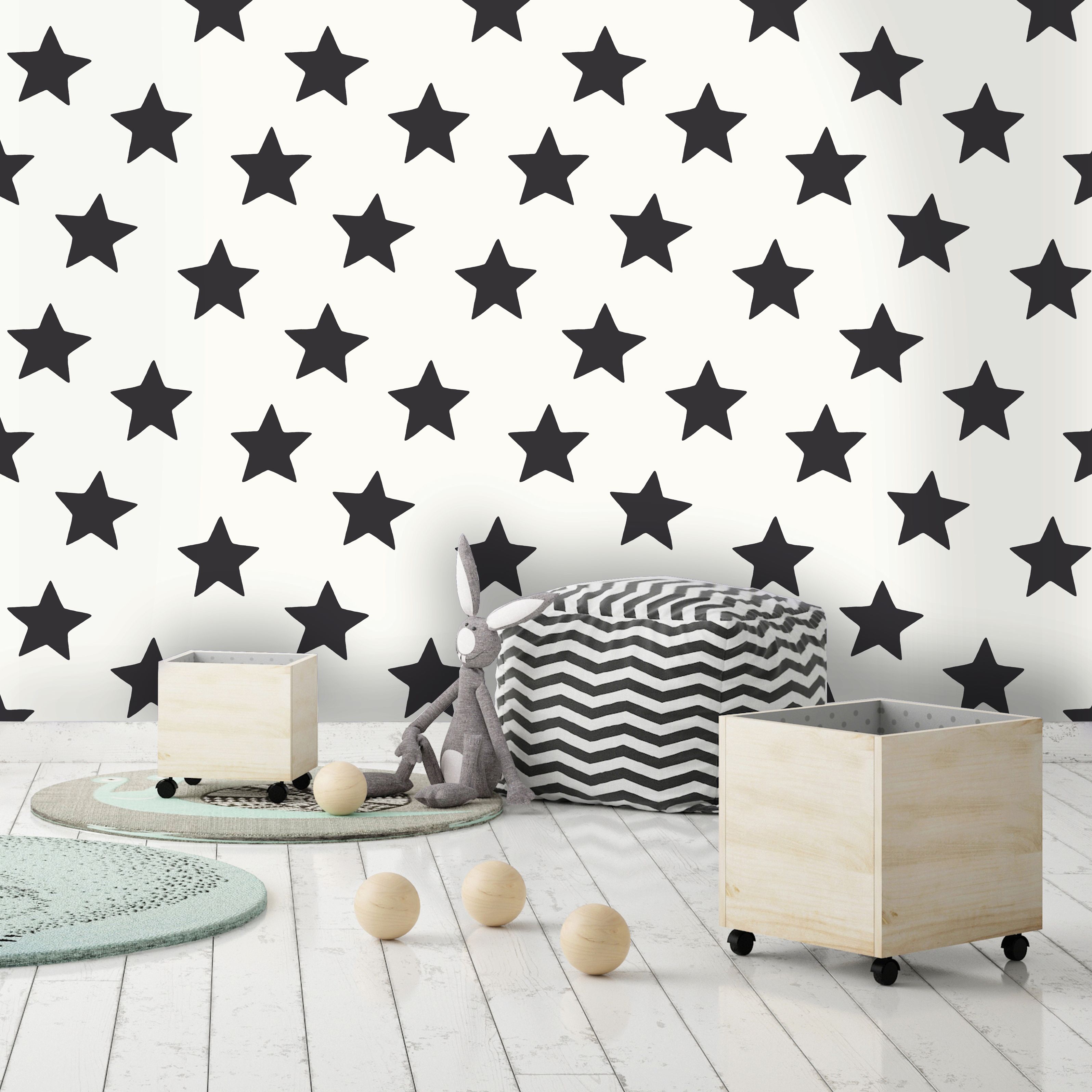 Holden Décor Black & white Star Smooth Wallpaper