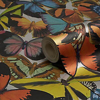 Holden Décor Butterfly grove Multicolour Metallic effect Wallpaper