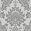 Holden Décor Clara Charcoal Damask Glitter effect Smooth Wallpaper Sample