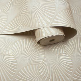 Holden Décor Cream Metallic effect Geometric Textured Wallpaper