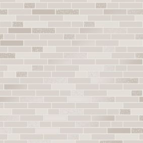 Holden Décor Cream Tile effect Brick Blown Wallpaper Sample