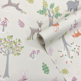 Holden Décor Cream Woodland Smooth Wallpaper