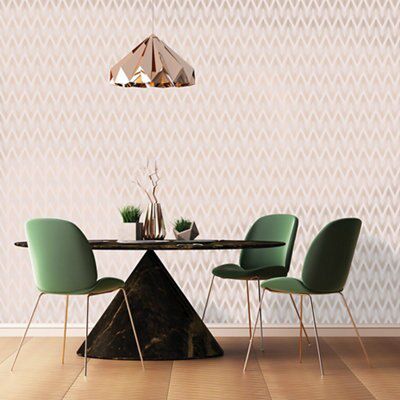 Holden Décor Etta Blush Metallic effect Chevron Smooth Wallpaper