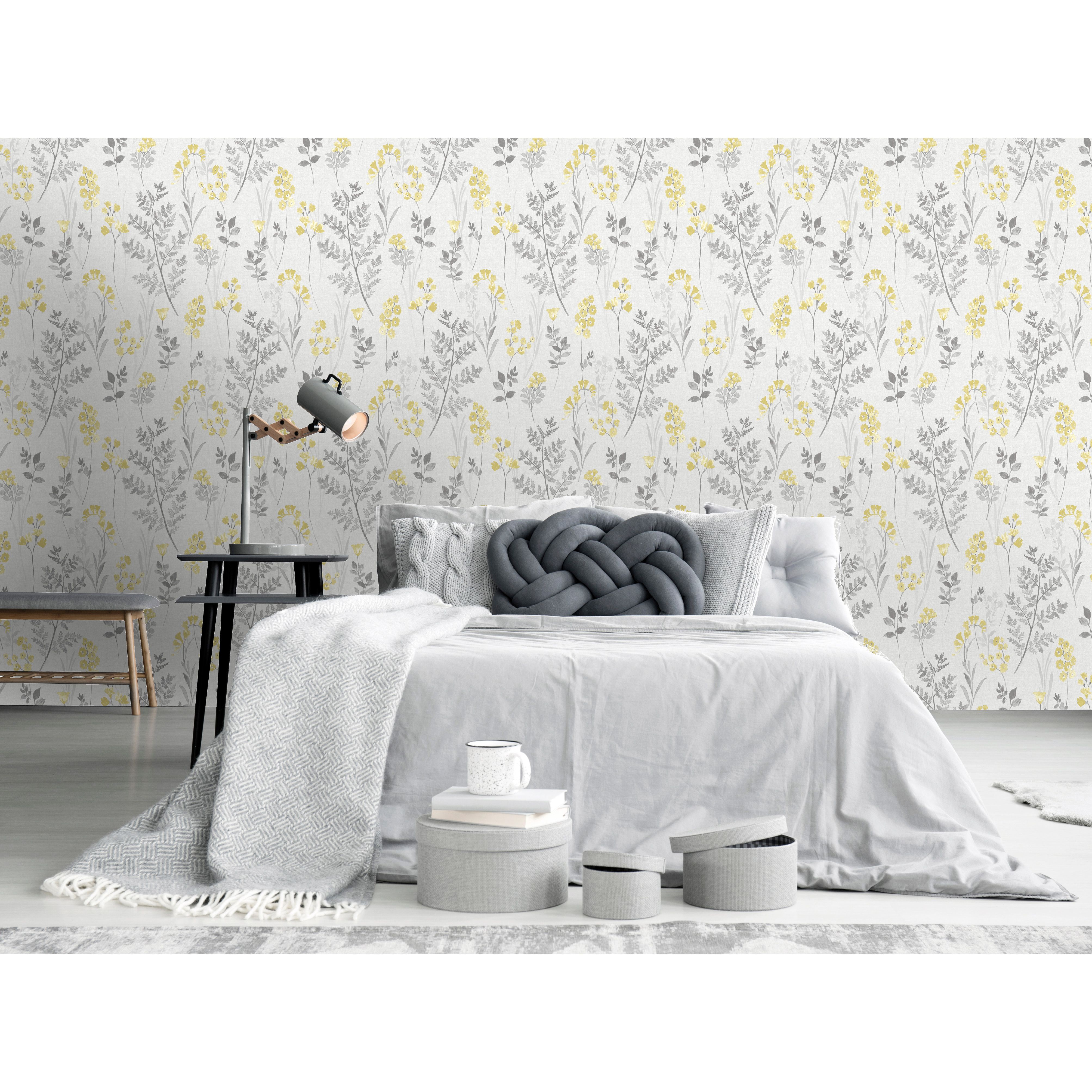 Papel Pintado Flowery Gris Azulado | Papeles De Los 70