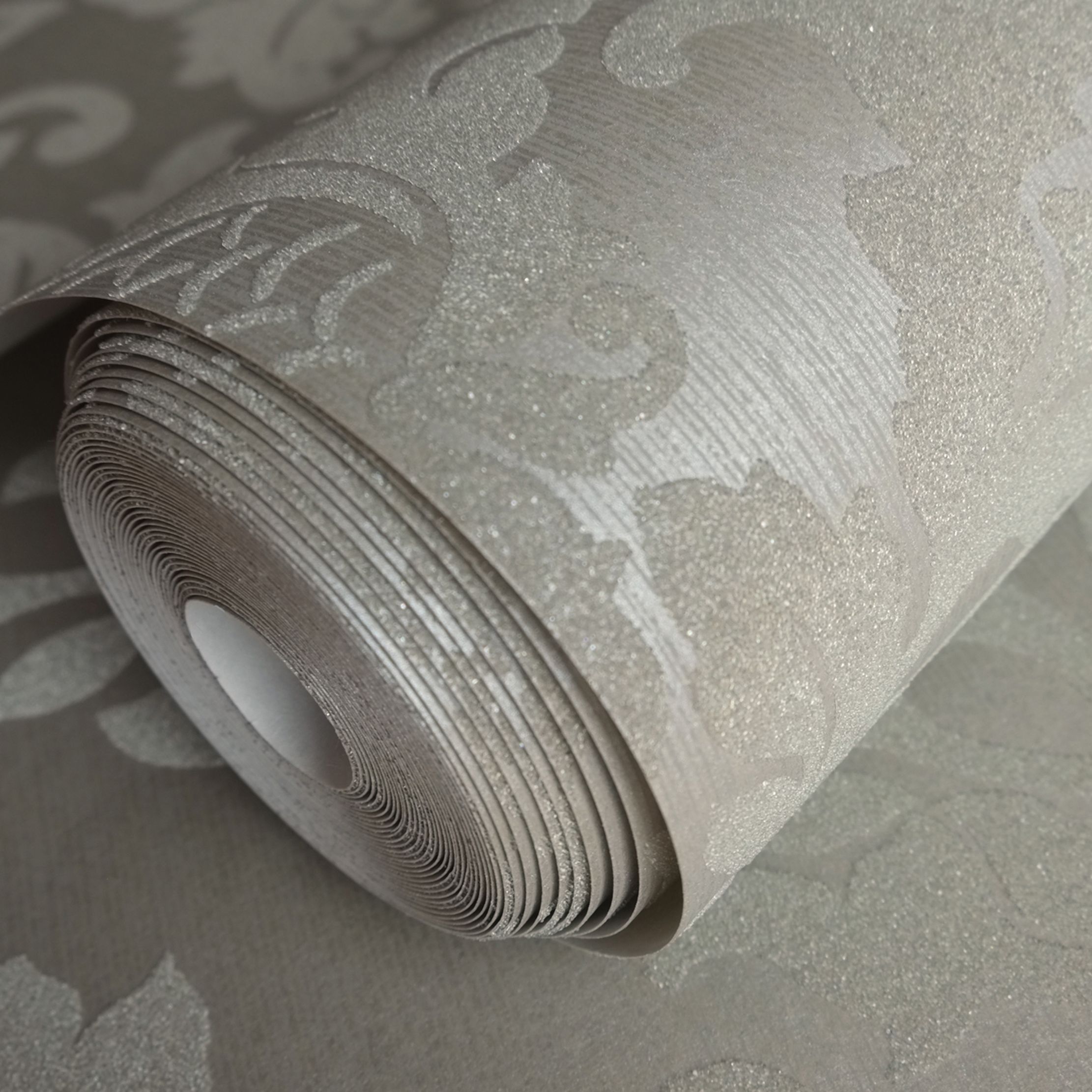 Holden Décor Grey Damask Glitter effect Smooth Wallpaper DIY at B&Q