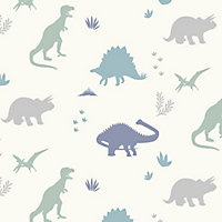 Holden Décor Grey Dinosaur Smooth Wallpaper