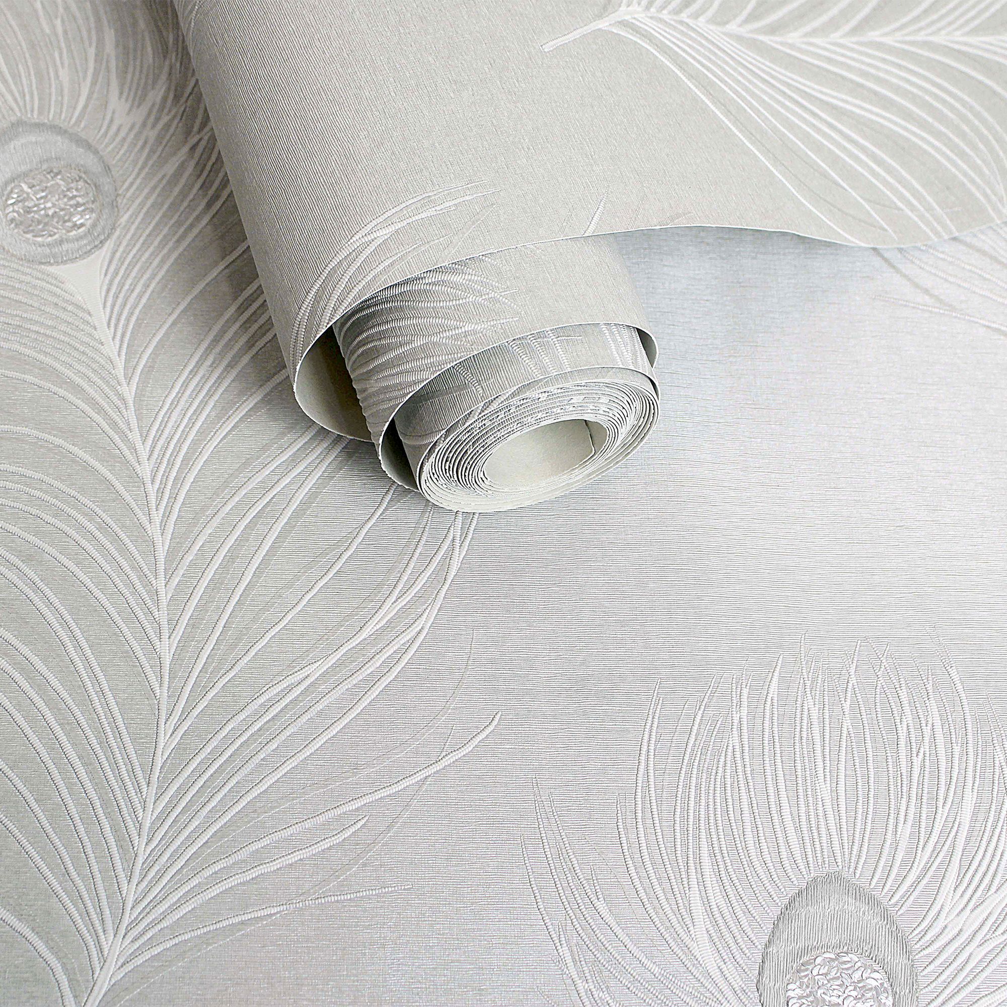 Holden Décor Grey Feather Embossed Wallpaper