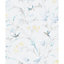 Holden Décor Hailey Blue & grey Floral birds Glitter effect Wallpaper
