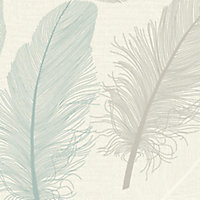 Holden Décor K2 Cream & teal Feather Textured Wallpaper Sample