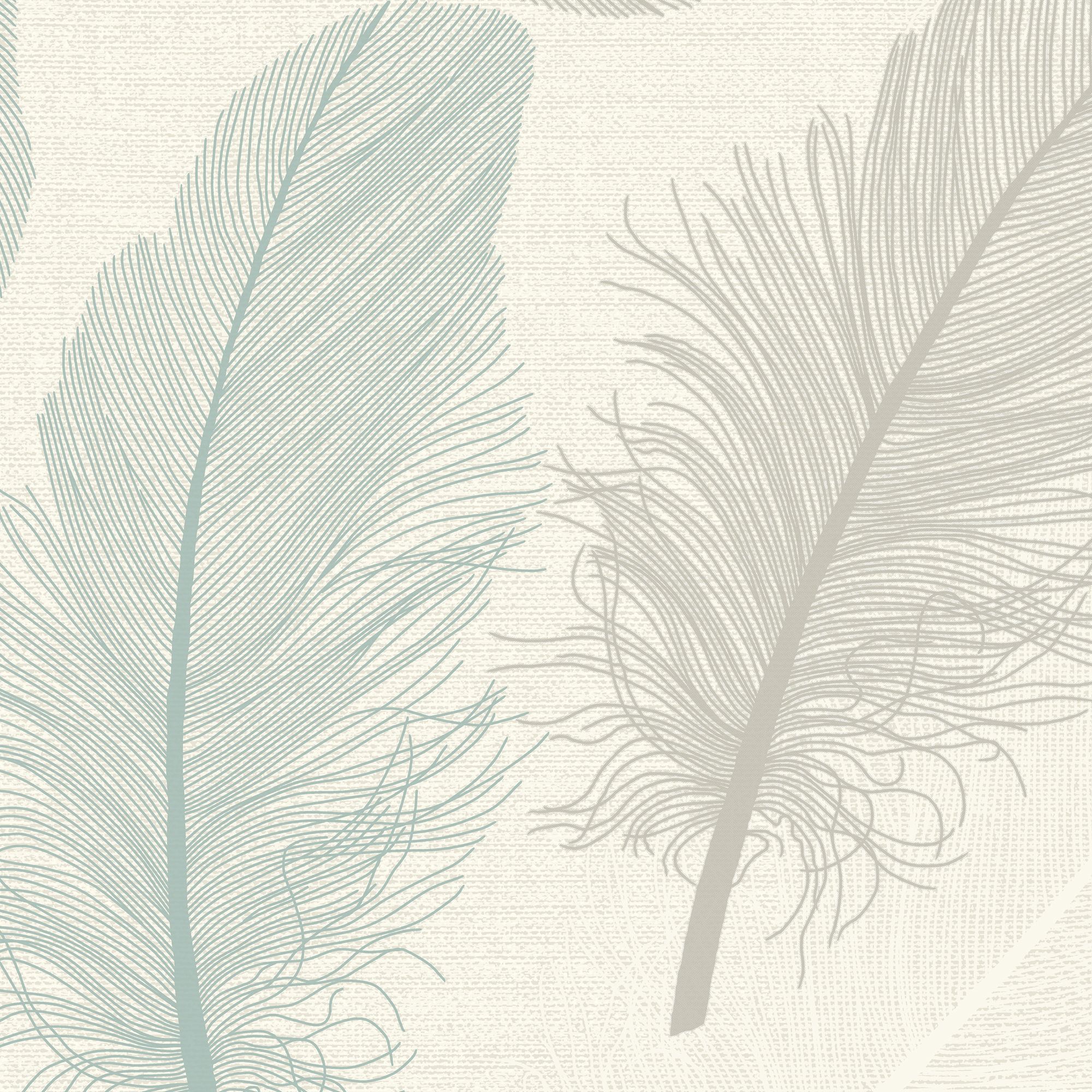 Holden Décor K2 Cream & teal Feather Textured Wallpaper Sample