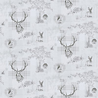 Holden Décor K2 Grey Animals Smooth Wallpaper Sample