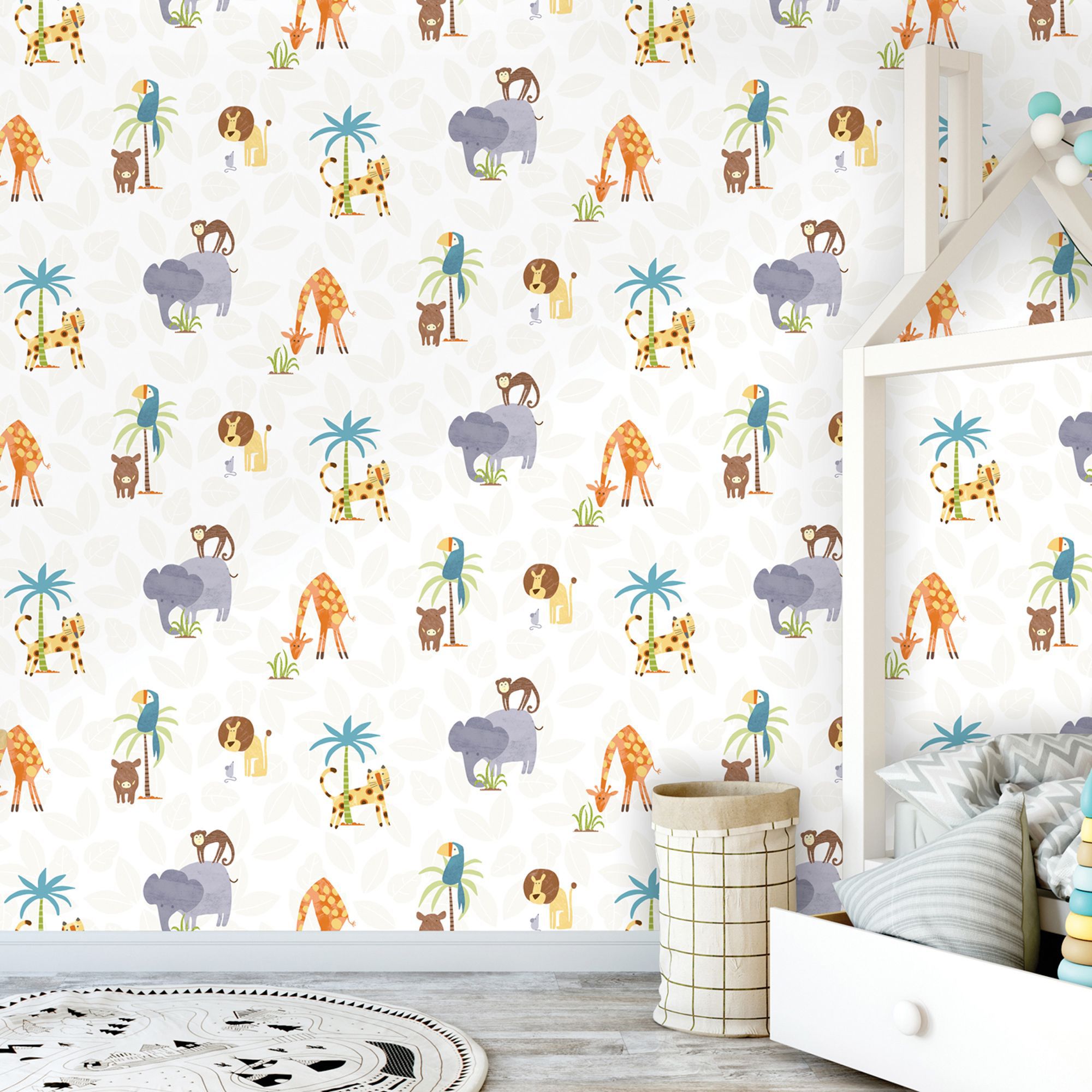Holden Décor Multicolour Jungle animals Smooth Wallpaper Sample