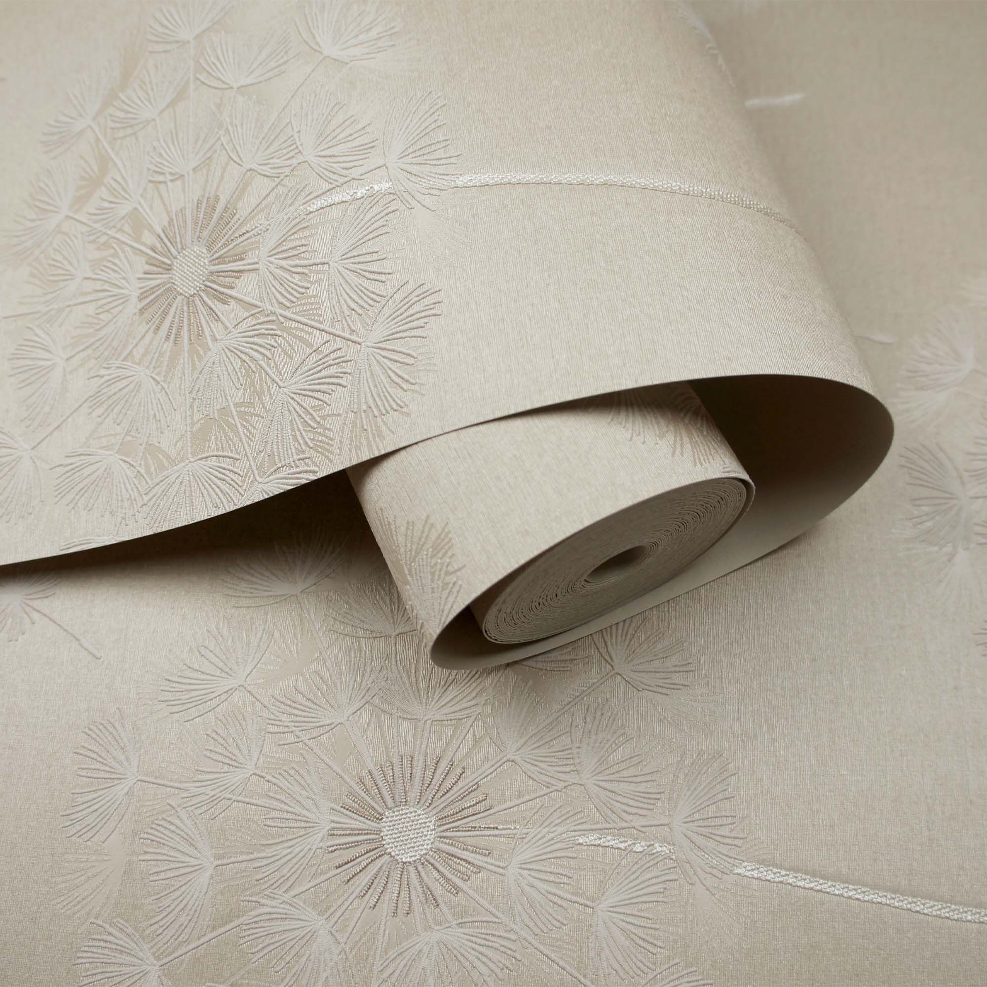 Holden Décor Opus Allora Cream Dandelion Embossed Wallpaper at B&Q