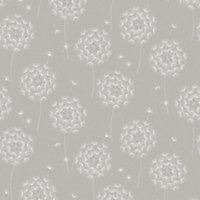 Holden Décor Opus Allora Grey Dandelion Metallic effect Embossed Wallpaper Sample