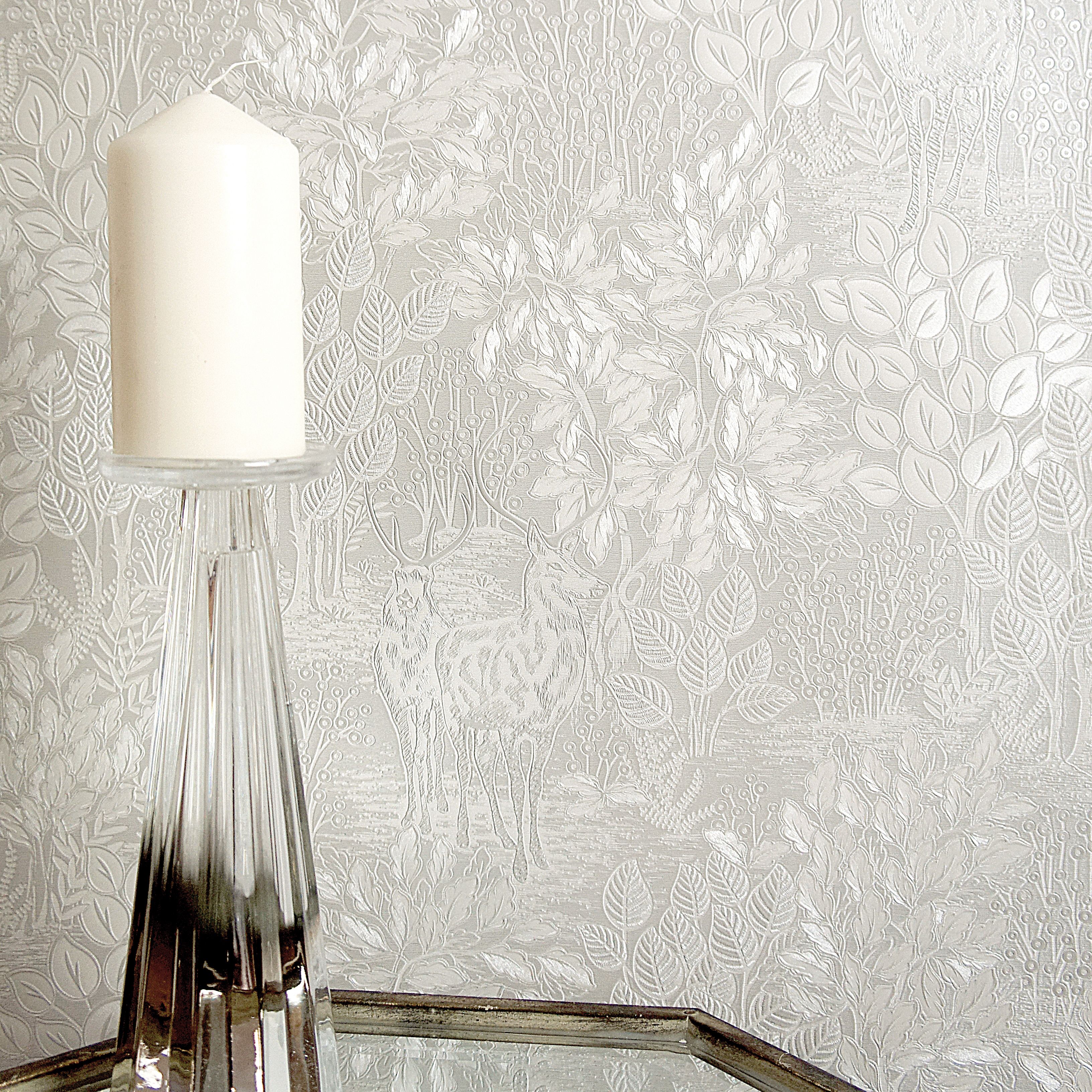 Holden Décor Opus Majella Taupe Etched woodland Embossed Wallpaper Sample