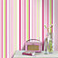 Holden Décor Paige Green & pink Striped Smooth Wallpaper