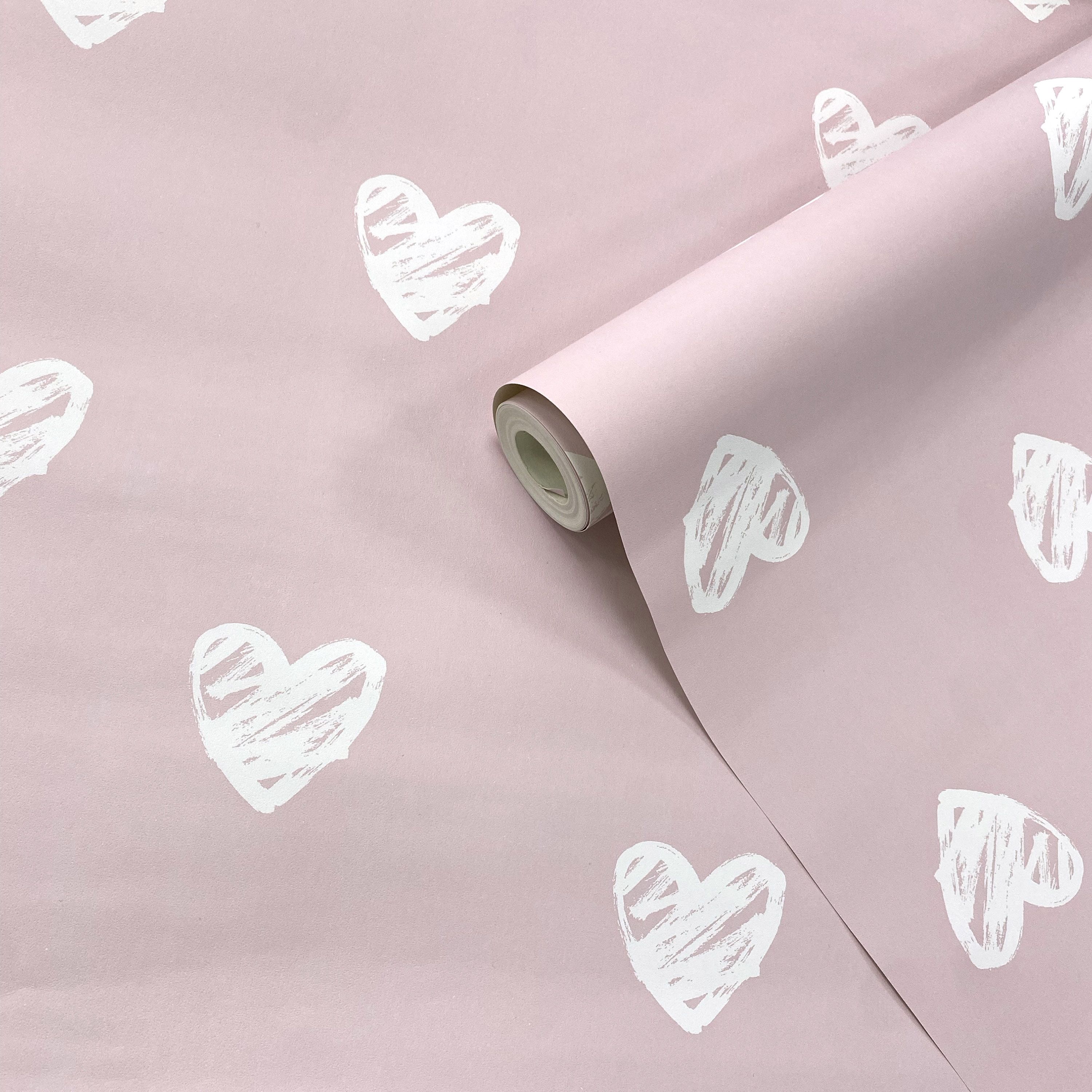 Holden Décor Pink Heart Smooth Wallpaper