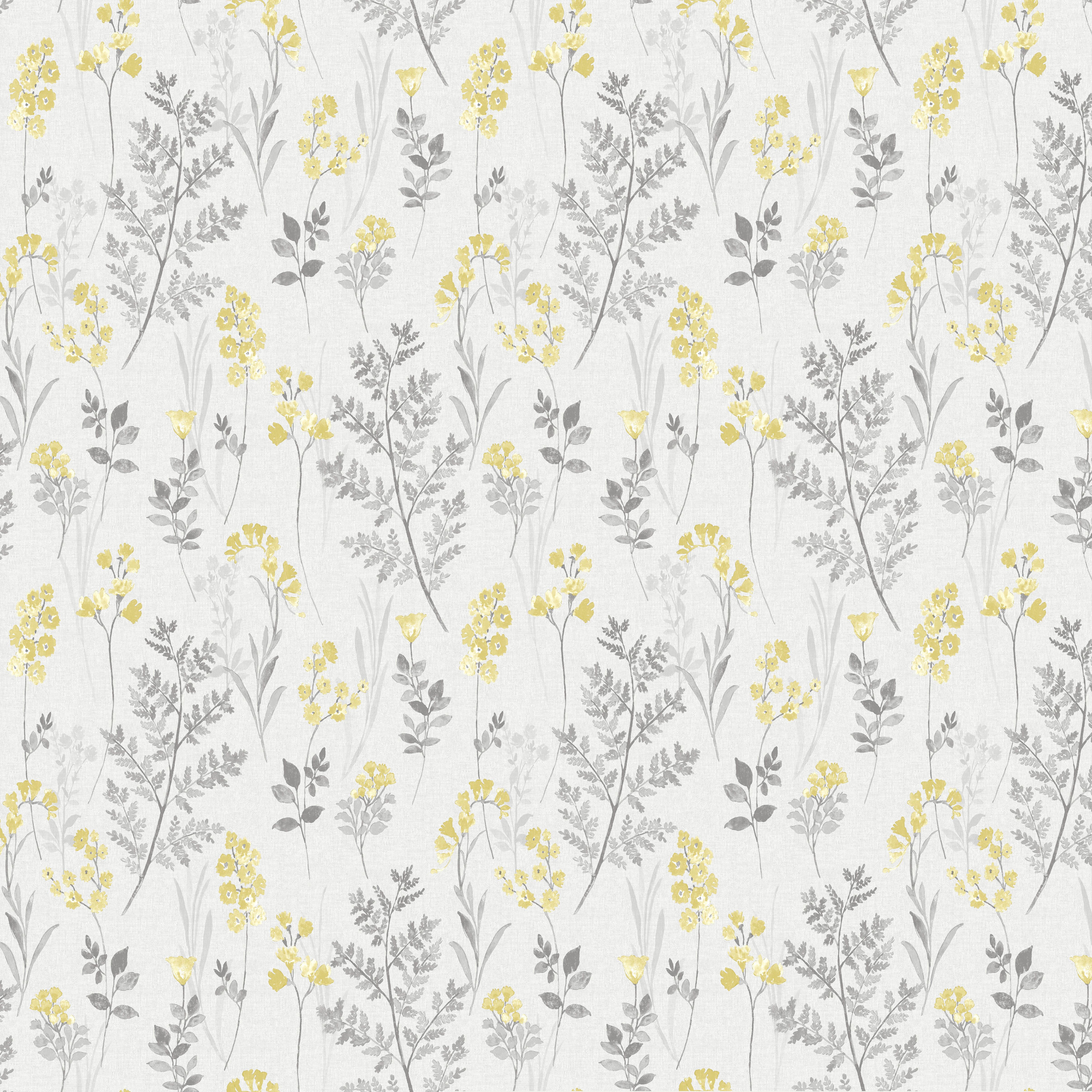 Holden D�écor Statement Farley Grey & yellow Floral Smooth Wallpaper Sample