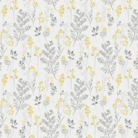 Holden Décor Statement Farley Grey & yellow Floral Smooth Wallpaper Sample
