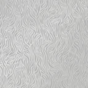 Holden Décor Statement Grey Glitter effect Zebra print Textured Wallpaper Sample